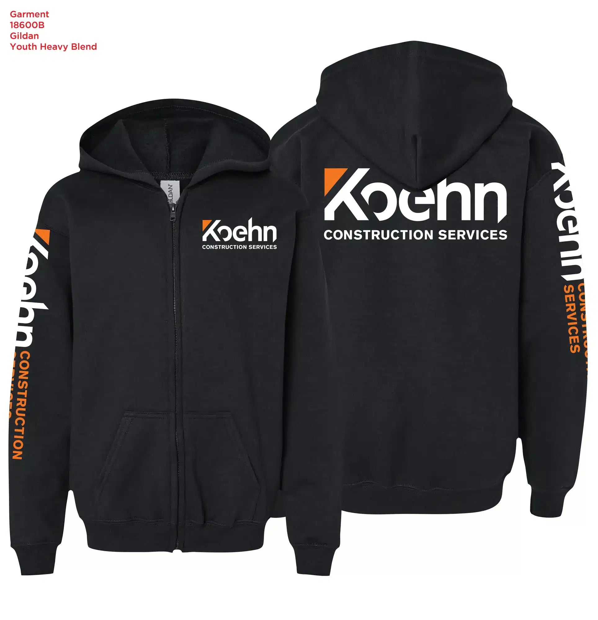 Gildan Youth Heavy Blend Full Zip Hooded Sweatshirt